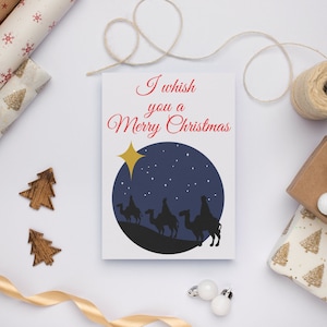 Urlaub-Grußkarte, Weihnachts-Grußkarten druckbare, Instant Download Weihnachtskarten, süße Weihnachtskarte, Drei Könige Weihnachtskarte