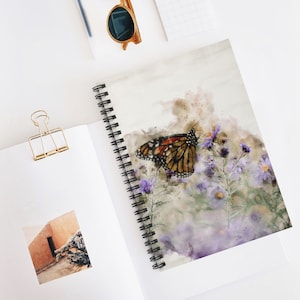 Aquarel Flower Spiral Notebook. Butterfly Spiral Journal. Nature Spiral Notebook. Gevoerde notitieblok