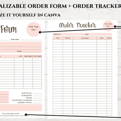 Custom Order Form Template for Canva and Order Tracker Bundle. - Etsy