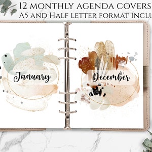 Printable Monthly Planner Covers A5 and Half Letter Format. Neutral ...