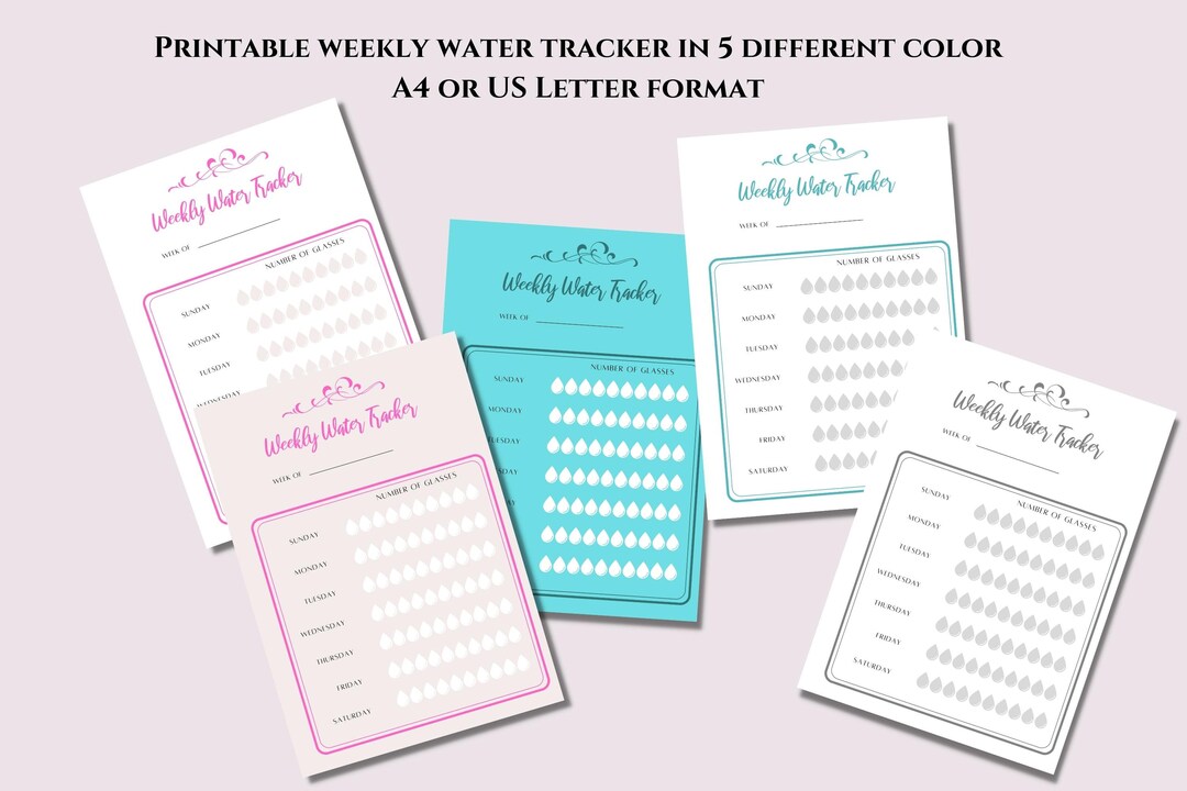 Printable Weekly Water Tracker. Digital Download. A4 and US Letter ...