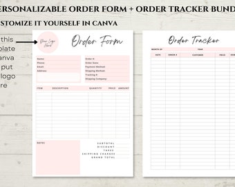 Custom Order Form Template for Canva and Order Tracker Bundle. Printable Crafters Order Form and Log. Small Business Forms. Instant Download
