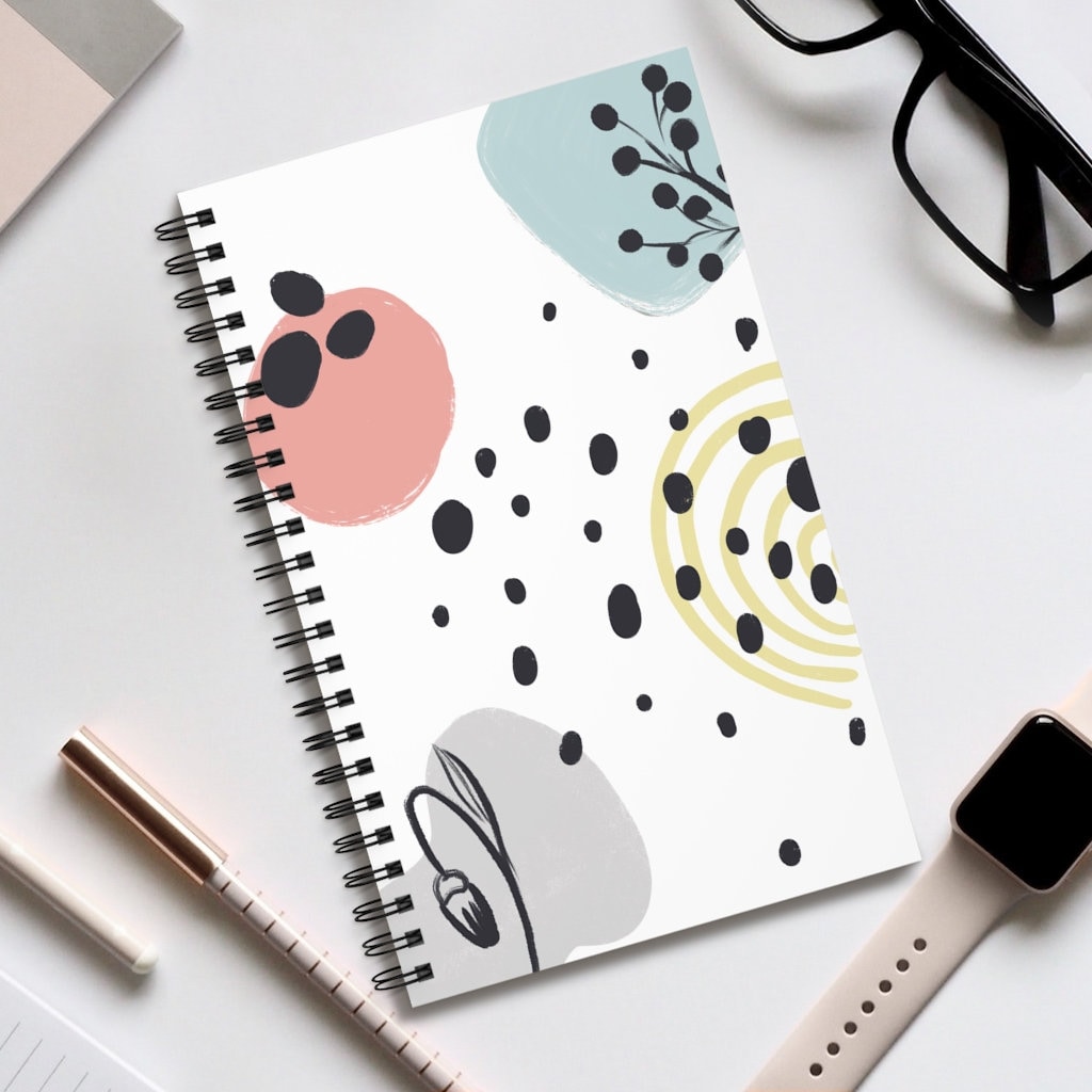 Dotted or Blank Abstract Spiral Notebook. Modern Spiral - Etsy