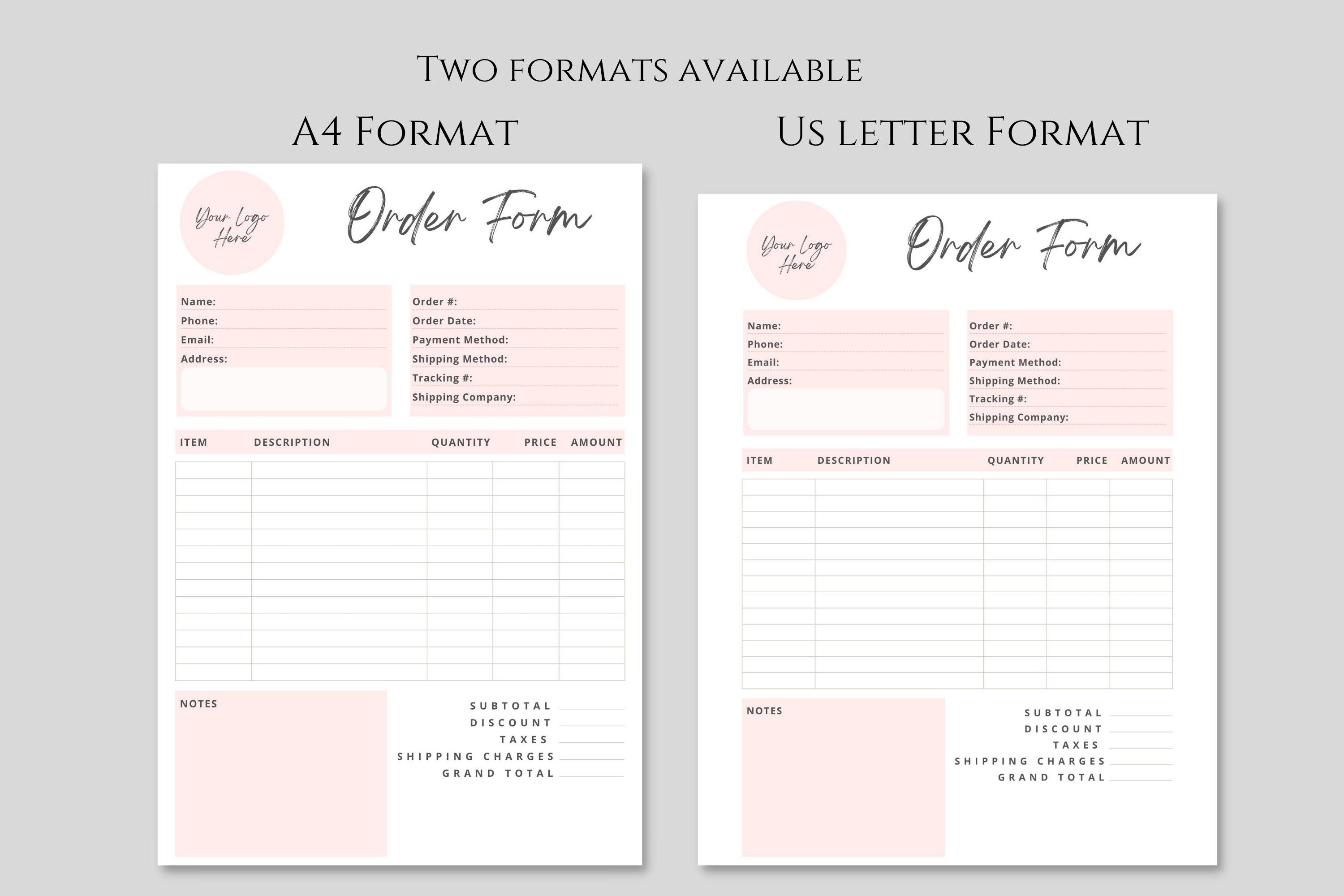 Custom Order Form Template for Canva. Printable Crafters Order Form ...