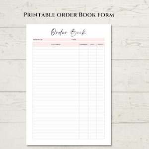 Printable Order Book Form. Printable Crafters Sales Tracker. Small Business Order Log Template. Instant Download