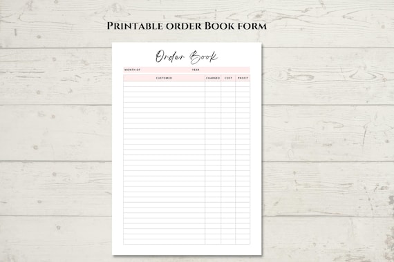 Printable Order Book Form. Printable Crafters Sales Tracker. | Etsy