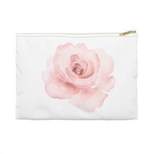 Pink Rose Pencil Pouch. Flower Accessory Pouch. Floral Pencil Bag. Large Pencil Pouch