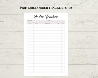 Free Printable Week Order Tracker Form.pdf Order Tracker Printable & Editable Template | Small Business Order Log ...