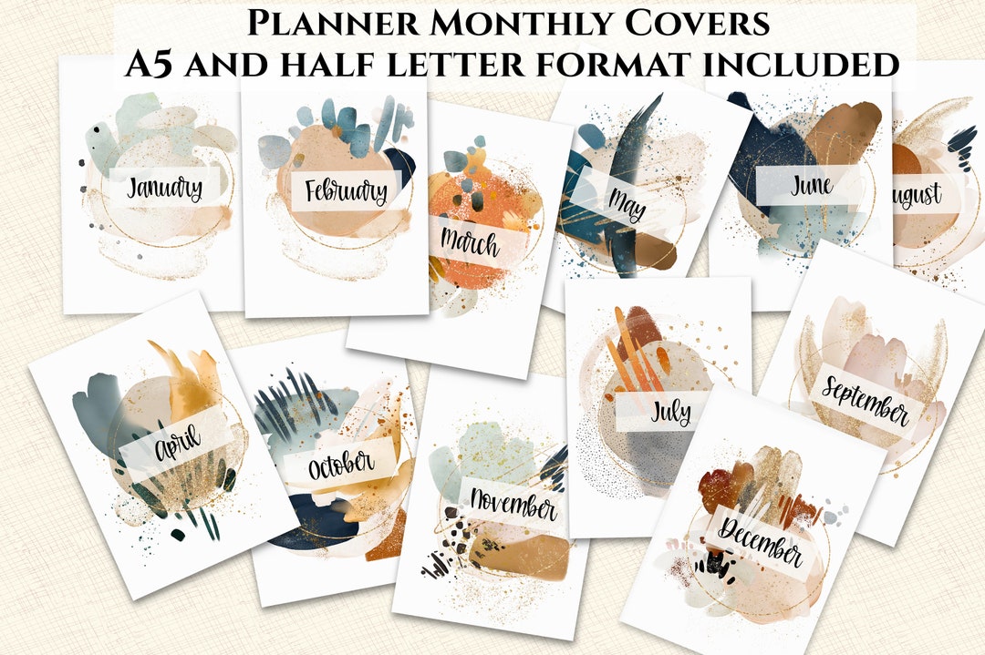A5 and Half Letter Planner Dividers. Monthly Planner Printable ...