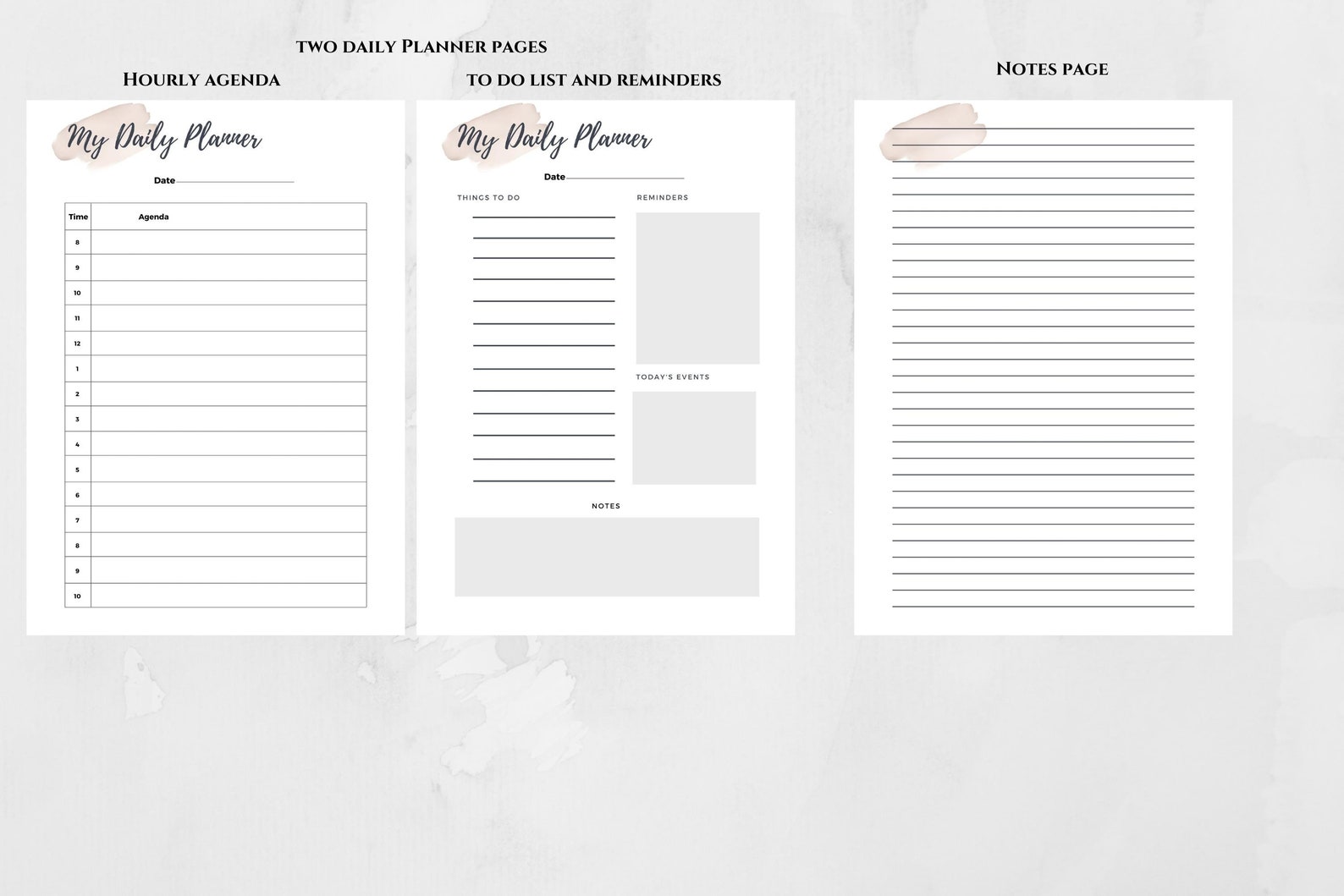 Printable A5 Year Planner, A5 Abstract Printable Undated Planner Bundle ...