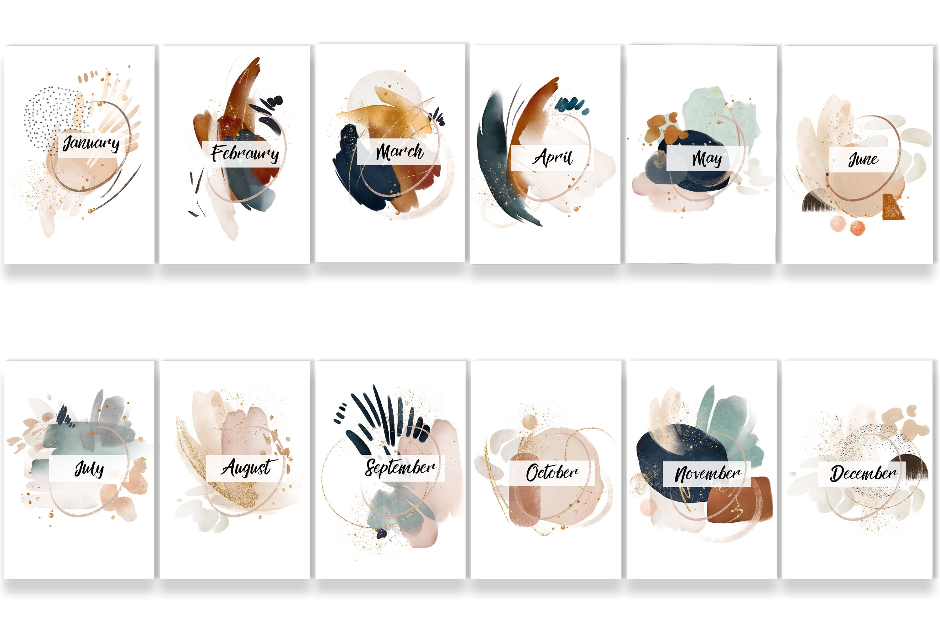 Elegant Printable Monthly Planner Covers A5 and Half Letter Format ...