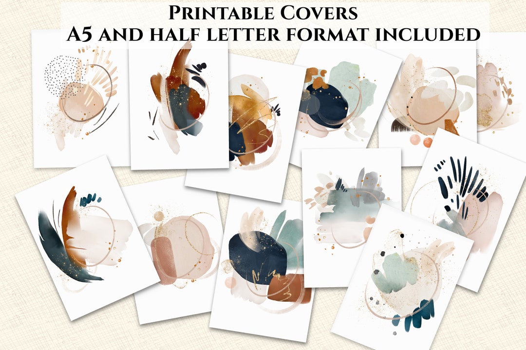 12 Elegant Printable Planner Covers A5 and Half Letter Format. Neutral ...