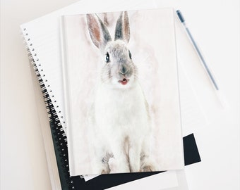 Watercolor Bunny Hardcover Journal. Cute Rabbit Notebook. Animal Lover Journal. Blank Notebook