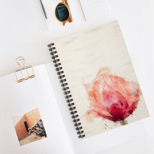 Aquarel Flower Spiral Notebook. Red Poppy Spiral Journal. Nature Spiral Notebook. Gevoerde notitieblok