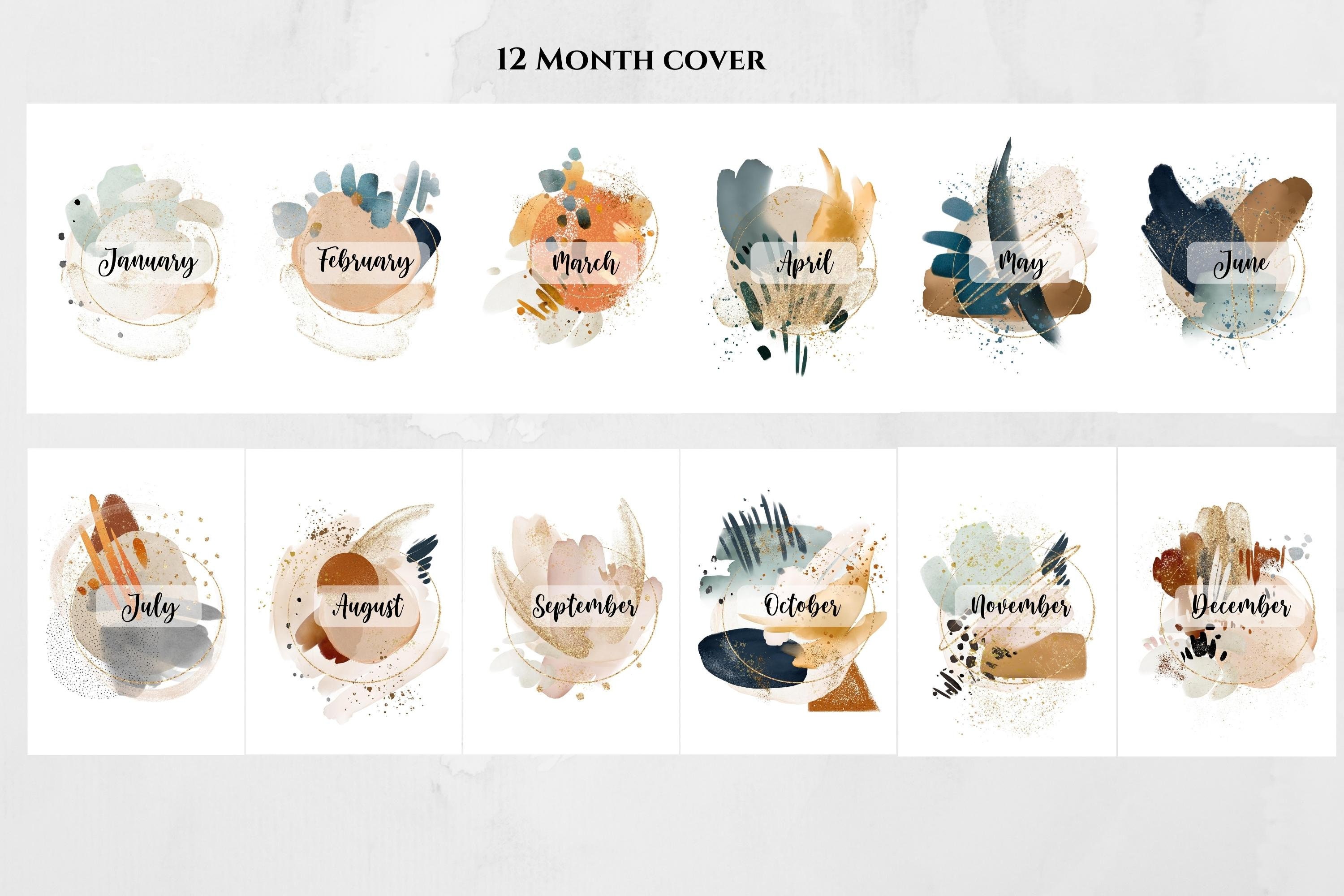 Watercolor Printable Undated Planner Bundle, Printable A4 Year Planner ...