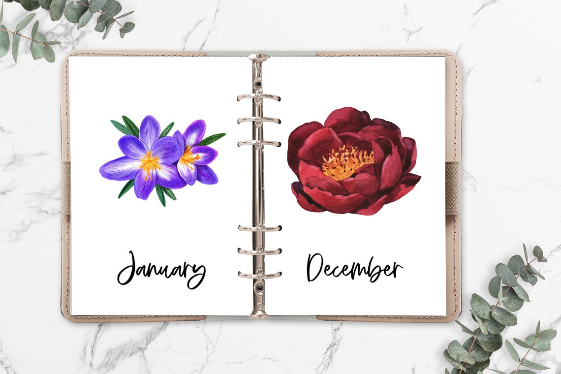 Flower Printable Monthly Planner Covers A5 and Half Letter Format ...