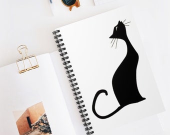 Black Cat Spiral Notebook. Cute Spiral Journal. Animal Lover Notebook. Lined Notebook