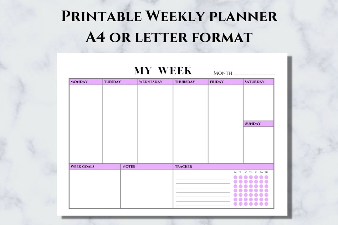 Lilac Landscape Weekly Planner A4 and Letter Format, Printable Weekly ...