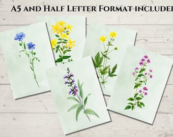 5 Floral Printable Planner Covers A5 and Half Letter Format. Botanical Agenda Cover Pages. A5 Planner Dividers. Printable Notebook Covers