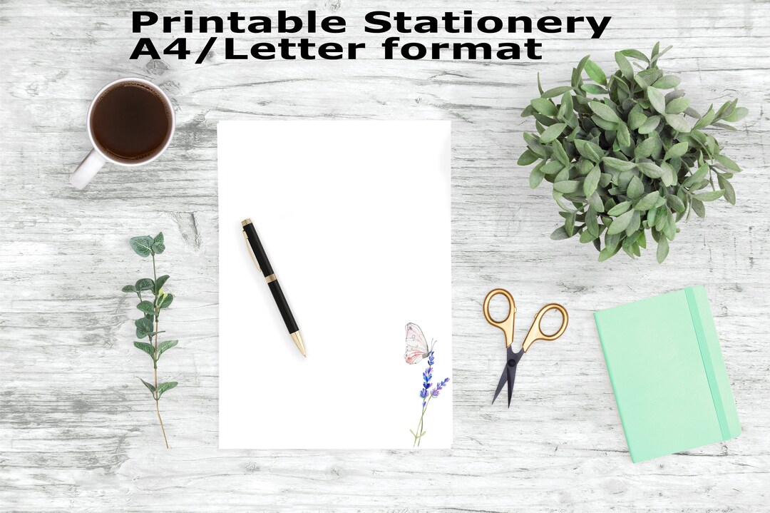 Lavender and Butterfly Printable Stationary, Flower A4 and Letter ...