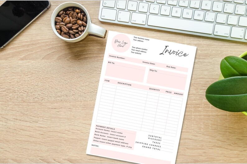 Custom Invoice Form Template for Canva. Printable Crafters Invoice Form. Etsy Shop Business Forms. Small Business Forms. Instant Download image 2