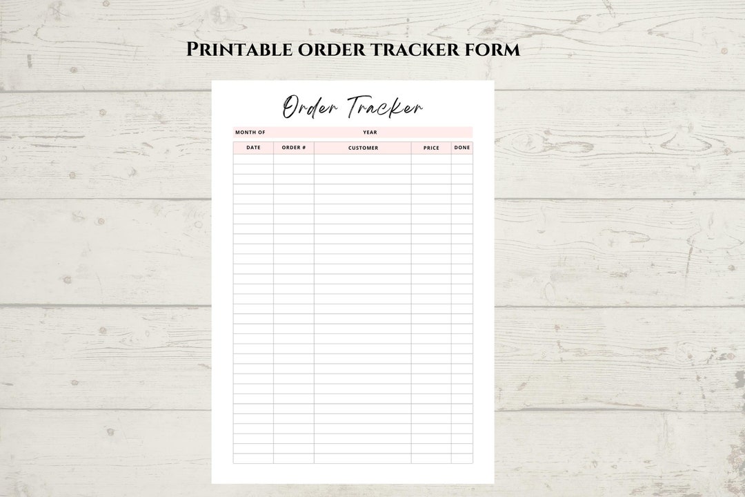 Order Tracker Form. Printable Crafters Sales Tracker. Small Business ...