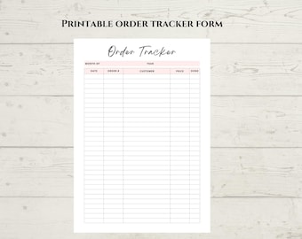 Order Tracker Form. Printable Crafters Sales Tracker. Small Business Order Log. Instant Download