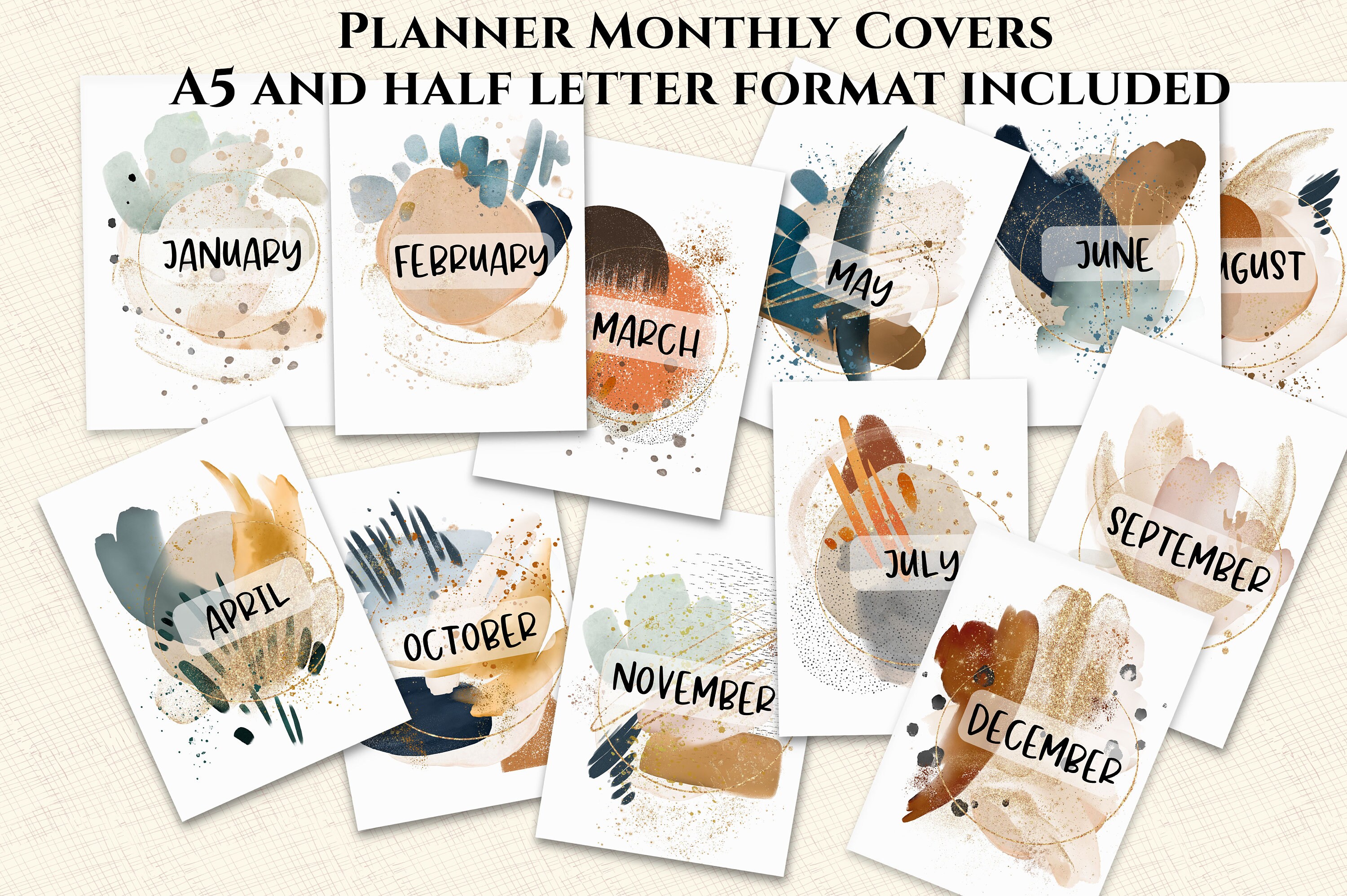 A5 Planner Insert. Printable Monthly Planner Covers A5 and Half Letter ...