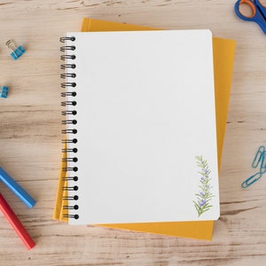 Alecrim para impressão em papel A4 e carta, página de caderno forrada e sem forro, papel de carta botânico pastel para impressão