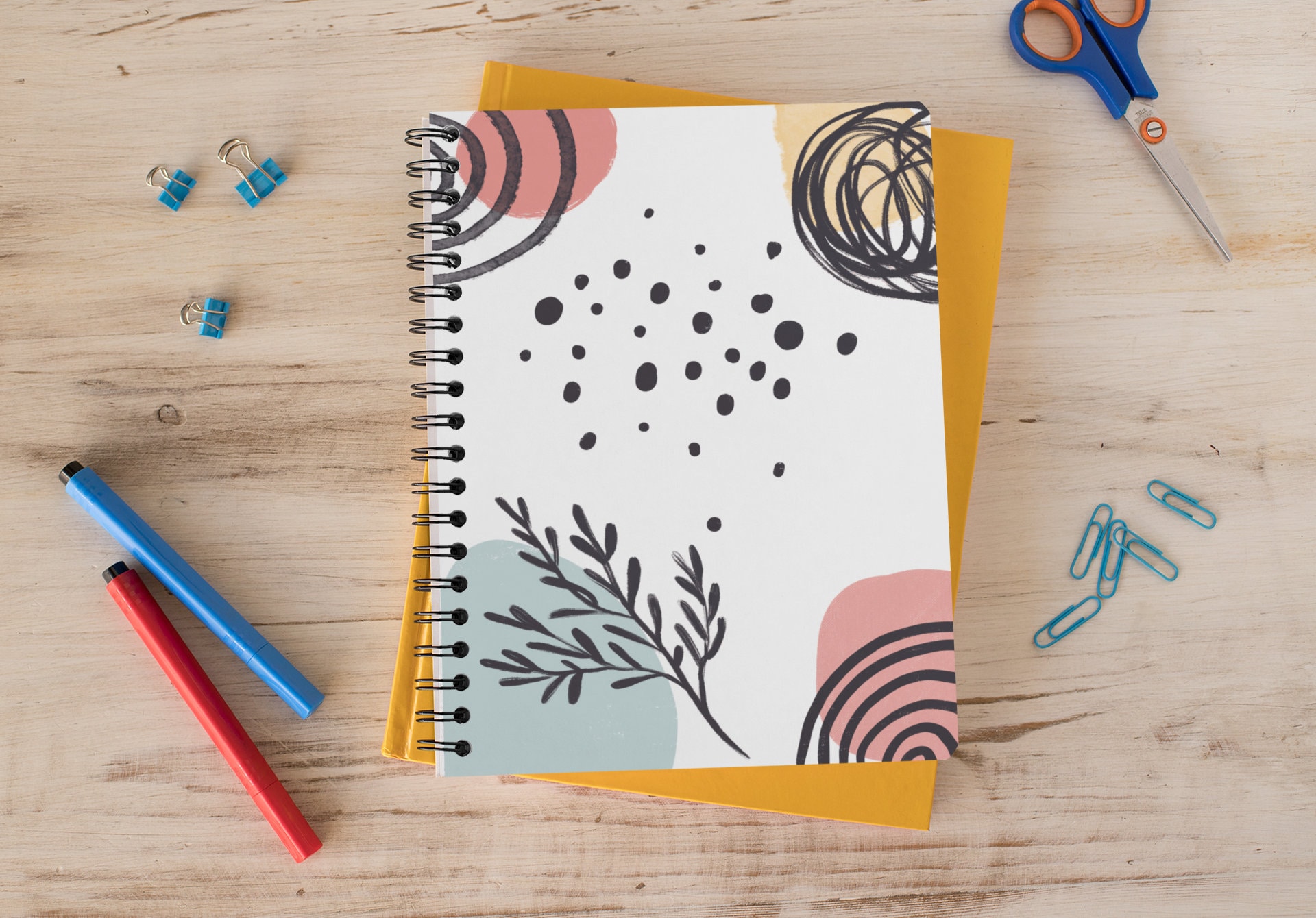 Printable Abstract Notebook Cover 6x8. Modern Spiral 