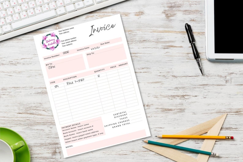Custom Invoice Form Template for Canva. Printable Crafters Invoice Form. Etsy Shop Business Forms. Small Business Forms. Instant Download image 4