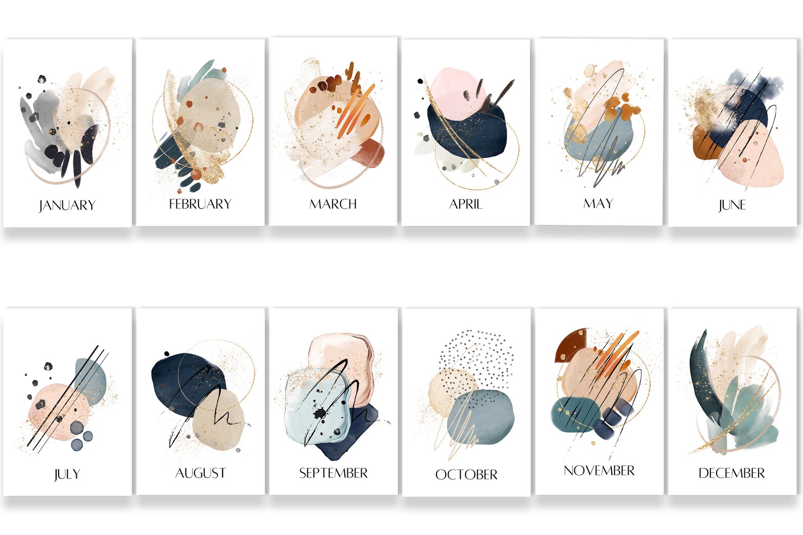Printable Monthly Planner Covers A5 and Half Letter Format. Abstract ...