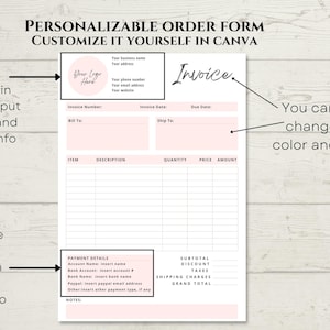Custom Invoice Form Template for Canva. Printable Crafters Invoice Form. Etsy Shop Business Forms. Small Business Forms. Instant Download image 3