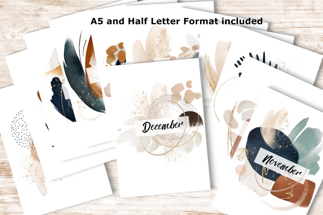 Elegant Printable Monthly Planner Covers A5 and Half Letter Format ...