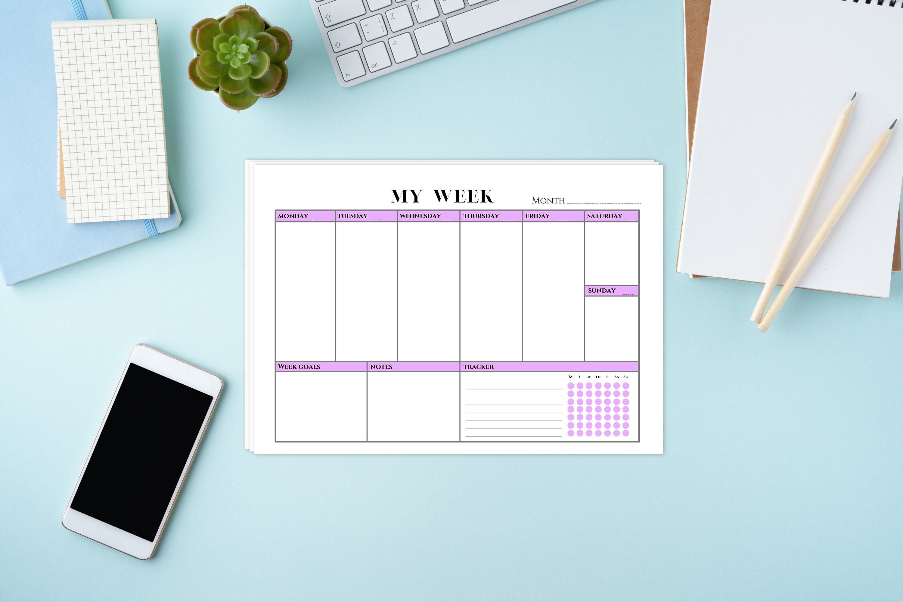 Lilac Landscape Weekly Planner A4 and Letter Format, Printable Weekly ...
