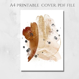A4 Neutral Watercolor Cover Page. Printable Cover. Instant Download