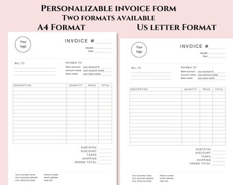 Aangepaste factuurformuliersjabloon voor Canva. Afdrukbaar Crafters-factuurformulier. Etsy Shop-bedrijfsformulieren. Formulieren voor kleine bedrijven. Directe download