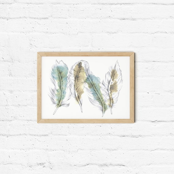 One Piece Feathers Poster Feather Prints Simple Artwork Etsy