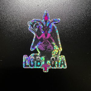 Pegatina holográfica con purpurina de Baphomet LGBT