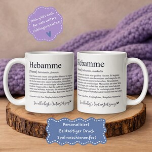 Personalisierte Definition Tasse Hebamme mit Name | Dankeschön Geschenk Tasse | Kleine Aufmerksamkeit Hebamme | Schwangerschaftsbegleitung