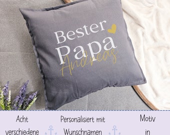 Schöner Kissenbezug als Geschenk für Mama oder Papa | Geschenkidee zum Muttertag Vatertag | Kuschelkissen mit Name personalisiert | Kissen