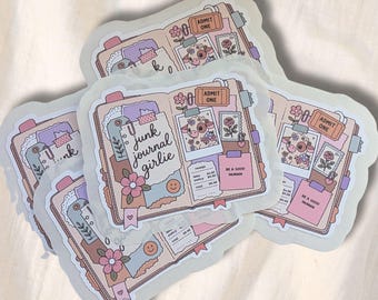 Pegatina de vinilo Junk Journal Girlie / Calcomanía estética para álbum de recortes / Accesorios para agendas y bullet journal / Regalo de papelería para ella