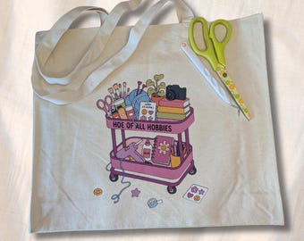 Bolso de mano de lona de algodón "Hoe of all hobbies"