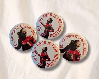 Insignia de Ceri Holland de 32 mm del Liverpool, Gales, Fútbol Femenino