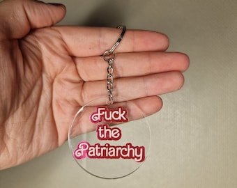 Llavero "Que se joda el patriarcado" / Llavero feminista divertido, llavero acrílico con diseño retro sarcástico, regalo de empoderamiento femenino, bonito accesorio para bolso.