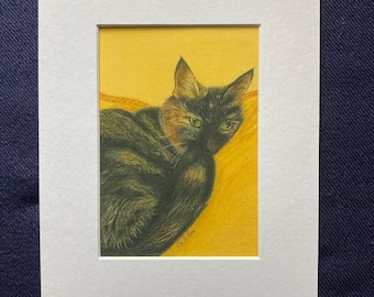 Tortoiseshell Cat Art Print: Alley Cat Portrait 8&quot;x10&quot;