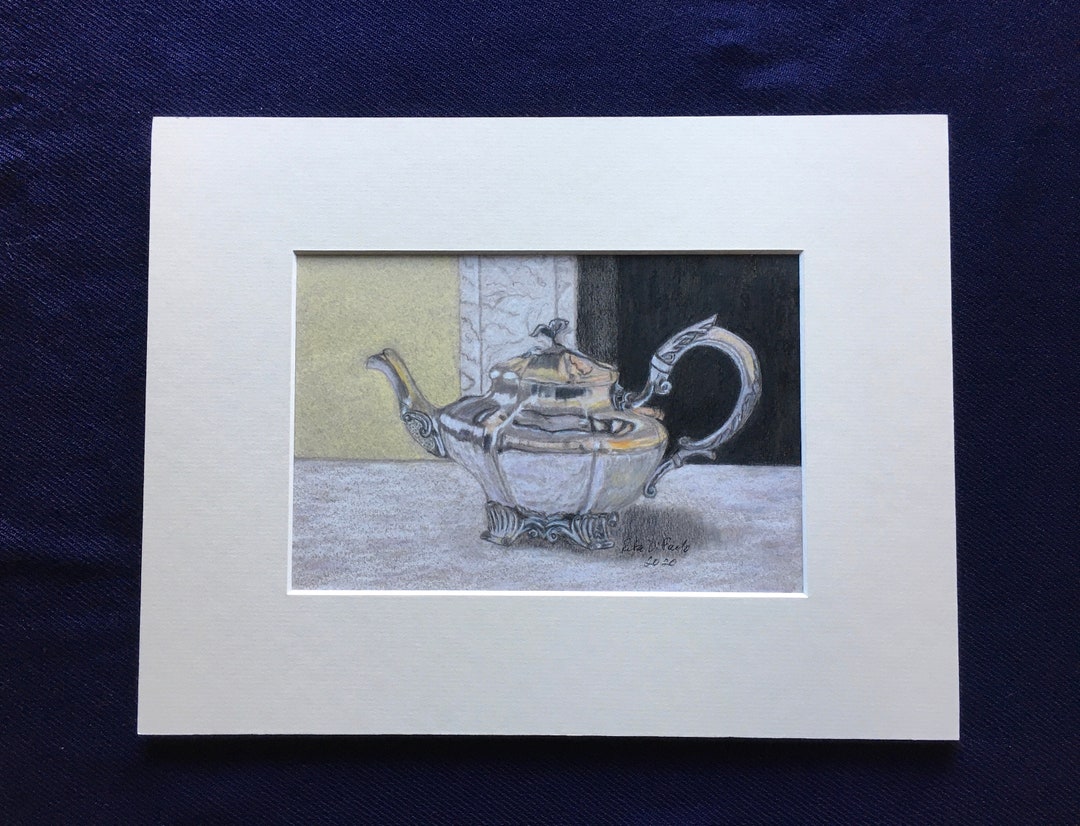 Teapot Art Print, Silver Teapot Art, 1930s Art Deco Art, Eating Area