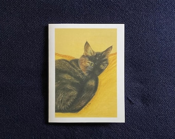 Tortoiseshell Cat Note Card: Memorial Art, Pet Loss Card (4x6)