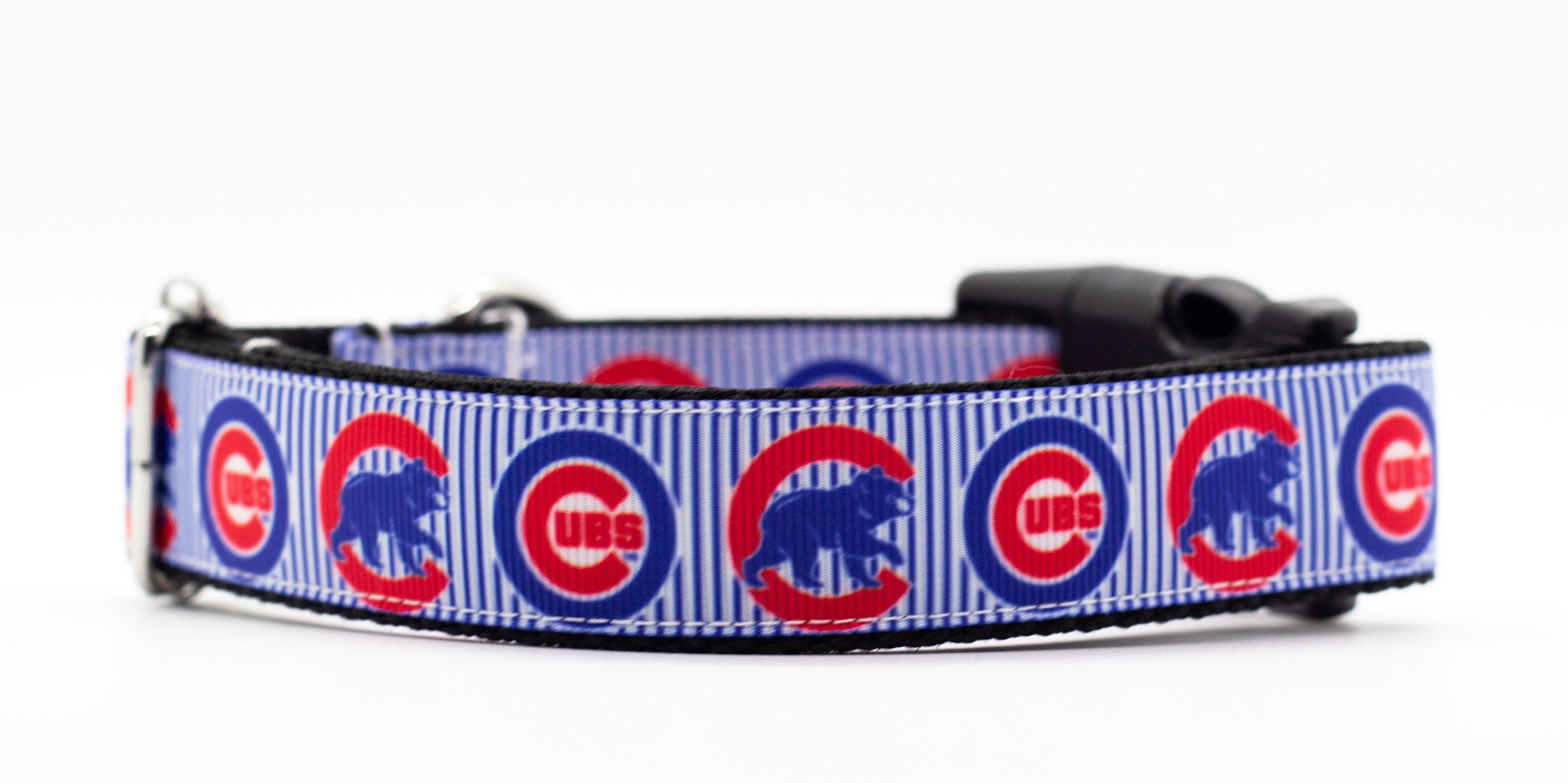 Chicago Cubs Reversible MLB Dog Collar, Large. Premium Home & Away Two-Sided Pet Collar Adjustable with Metal Buckle. Your Favorite MLB Baseball Team with a Unique Design on Each Side!