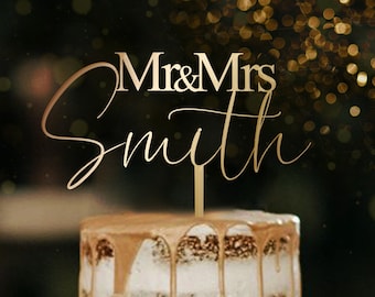 Wedding Cake Topper personalised Mr and Mrs calligraphy Cake Topper, handmade keepsake wedding decoration.